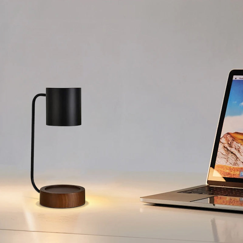 Table Lamp - Black/ White Metal & Wood Design for Study Room, Desk